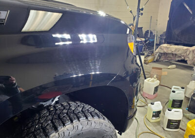 This ‘21 Black Silverado came in with heavy swirl marks from improper washing at the car wash. We did several multi-step paint correction passes to get all the swirl marks out. Then we polished it out to a slick finish so the dust would just blow off at freeway speeds. We then topped it off with our 5-year ceramic coating. We also added our promotional ceramic glass coating for free (normally a $150.00 Value).