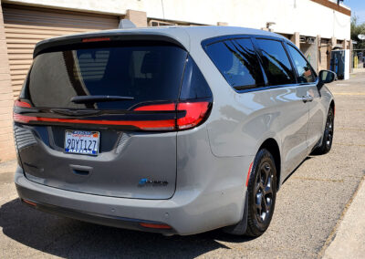 We did a 2-step paint correction on this 2022 Pacifica van. Then we polished the paint until it was slick and smooth so that at freeway speeds the dust would just blow off. After correcting the paint, we applied our signature 7-year ceramic coating. We also added our promotional ceramic glass coating for free (normally a $150.00 Value).