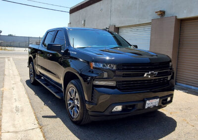 This ‘21 Black Silverado came in with heavy swirl marks from improper washing at the car wash. We did several multi-step paint correction passes to get all the swirl marks out. Then we polished it out to a slick finish so the dust would just blow off at freeway speeds. We then topped it off with our 5-year ceramic coating. We also added our promotional ceramic glass coating for free (normally a $150.00 Value).