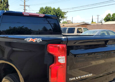 This ‘21 Black Silverado came in with heavy swirl marks from improper washing at the car wash. We did several multi-step paint correction passes to get all the swirl marks out. Then we polished it out to a slick finish so the dust would just blow off at freeway speeds. We then topped it off with our 5-year ceramic coating. We also added our promotional ceramic glass coating for free (normally a $150.00 Value).