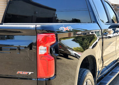 This ‘21 Black Silverado came in with heavy swirl marks from improper washing at the car wash. We did several multi-step paint correction passes to get all the swirl marks out. Then we polished it out to a slick finish so the dust would just blow off at freeway speeds. We then topped it off with our 5-year ceramic coating. We also added our promotional ceramic glass coating for free (normally a $150.00 Value).