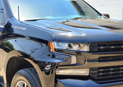 This ‘21 Black Silverado came in with heavy swirl marks from improper washing at the car wash. We did several multi-step paint correction passes to get all the swirl marks out. Then we polished it out to a slick finish so the dust would just blow off at freeway speeds. We then topped it off with our 5-year ceramic coating. We also added our promotional ceramic glass coating for free (normally a $150.00 Value).