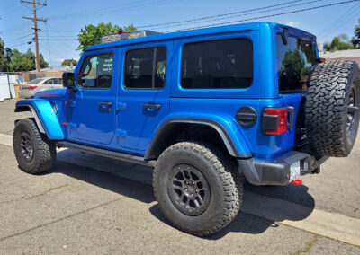 We did a multi-step correction to take out all defects from the factory and the dealer before ceramic coating this 2023 Jeep wrangler with our 7-year ceramic coating. We also added our promotional ceramic glass coating for free (normally a $150.00 Value).