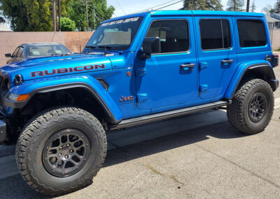 We did a multi-step correction to take out all defects from the factory and the dealer before ceramic coating this 2023 Jeep wrangler with our 7-year ceramic coating. We also added our promotional ceramic glass coating for free (normally a $150.00 Value).