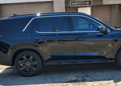 This 2023 Palisade came straight off the lot from the dealer to our shop to get our signature 7-year ceramic coating. We polished it out until it had a high reflection before coating it with our high gloss 7-year ceramic coating. We also added our promotional ceramic glass coating for free (normally a $150.00 Value).