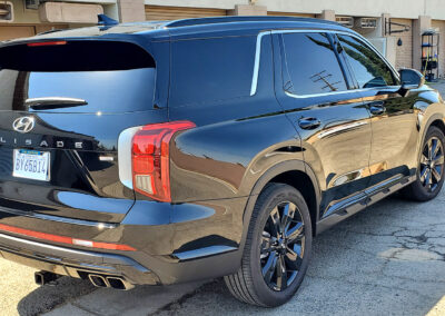 This 2023 Palisade came straight off the lot from the dealer to our shop to get our signature 7-year ceramic coating. We polished it out until it had a high reflection before coating it with our high gloss 7-year ceramic coating. We also added our promotional ceramic glass coating for free (normally a $150.00 Value).