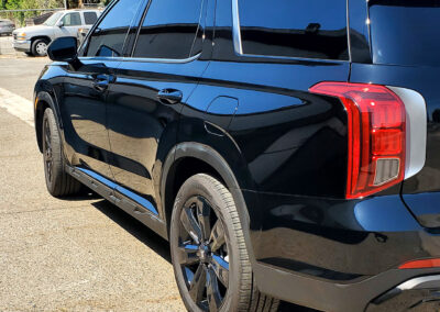 This 2023 Palisade came straight off the lot from the dealer to our shop to get our signature 7-year ceramic coating. We polished it out until it had a high reflection before coating it with our high gloss 7-year ceramic coating. We also added our promotional ceramic glass coating for free (normally a $150.00 Value).